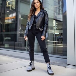 Dr. Martens 1460 W Zinc Grey Patent Lamper Combat Boots Women's Size 6